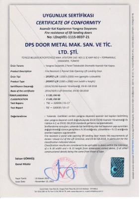 YANGINA DAYANIKLILIK BELGESİ